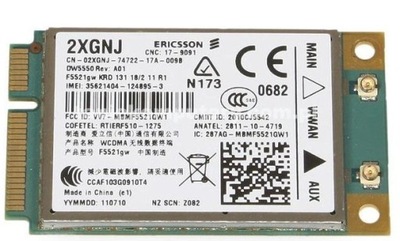 Modem WWAN 2XGNJ 3G Dell DW5550 AERO2 E6520 GW FV