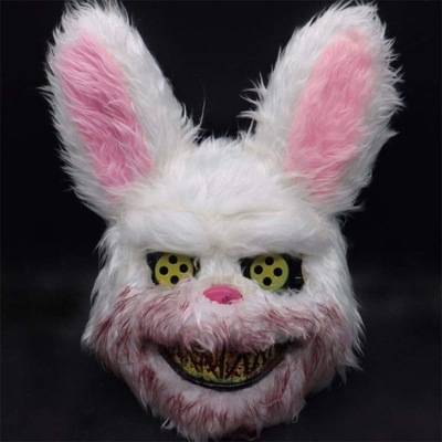 MASKA Halloweenowa maska pluszowy królik zakrwawio