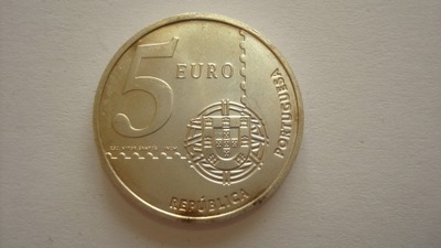 Portugalia 5 euro 2003 srebro stan 1