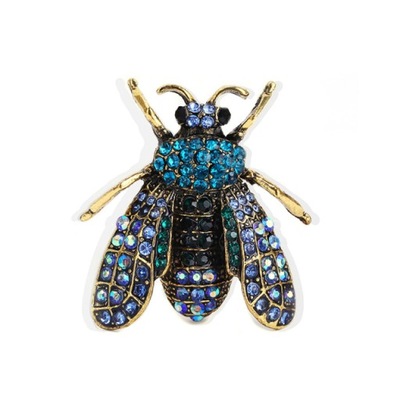 Niebieska niebieska pszczoła metalowa broszka owad