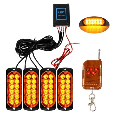 4 PIEZAS STROBOSKOP 12LED POMARANCZOWE LUZ DE EMERGENCIA 12V 24V  