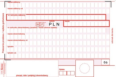 Polecenie przelewu druk 80 kartek