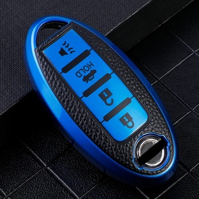 BLUE CTPU LEATHER AUTO KEYS KLAWISZOWY NISSAN LEAF MICRA QASHQAI  