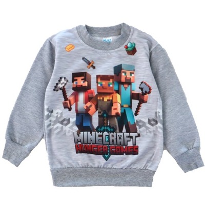 BLUZA DRESOWA chłopięca 104 MINECRAFT SZARA