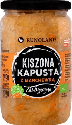 Ekologiczna kapusta kiszona z marchewką, 680 g, Runoland
