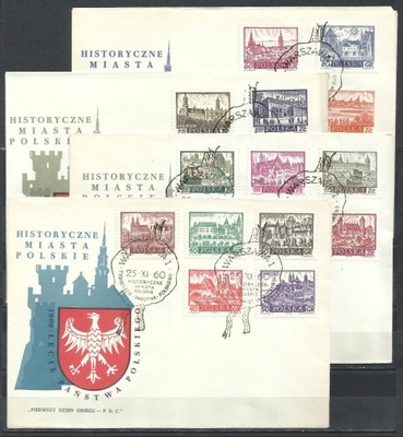 *FDC ROCZNIK 1960 Fi 1044-61 kas. HISTORYCZNE MIASTA 4 szt. - komplet