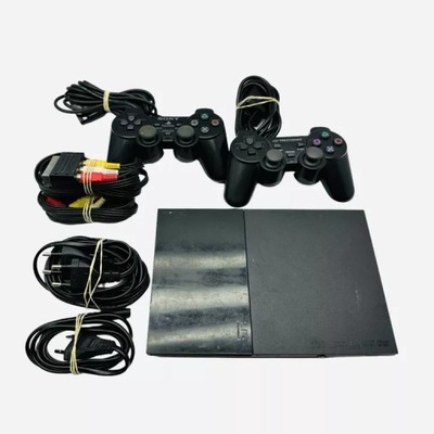 KONSOLA PLAYSTATION 2 SLIM + 2 PADY + 4GRY + 2 KARTY PAMIĘCI ( 64, 128)