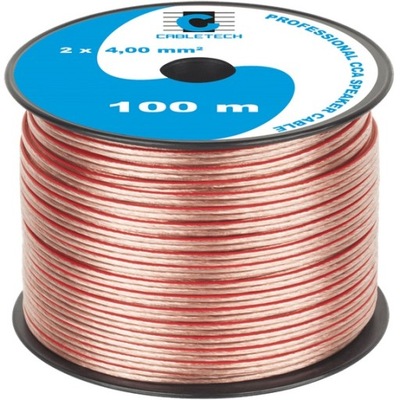 Kabel głośnikowy 2 x 4.0 mm 100m 2x4 mm kolumn kolumnowy gruby - CABLETECH