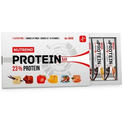 NUTREND Protein Bar 23% Protein Zestaw 6x55g BATONY BIAŁKOWE BŁONNIK