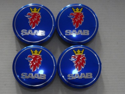 4 PIEZAS DEKLE TAPACUBOS EMBLEMATY PARA DISCOS SAAB 56 MM GRANATOWE  