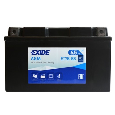 EXIDE ET7B-BS / YT7B-BS 12V 6,5AH 85A L+