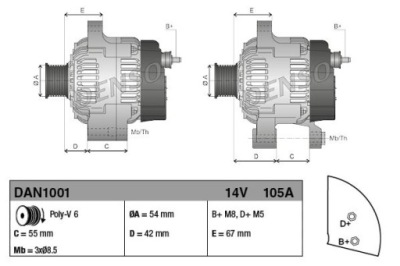 Генератор fiat punto evo 1.3 multijet 09- mot.199 фото №1