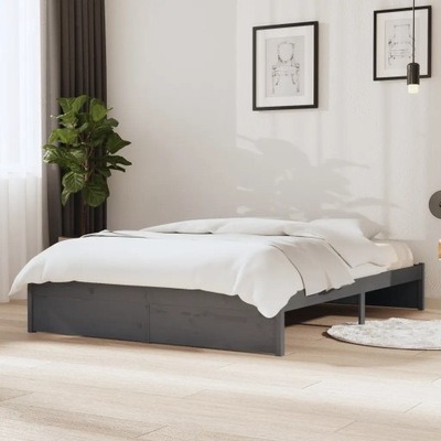 Rám postele sivý masívne drevo 140x190 cm