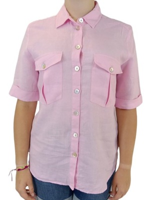 Koszula różowa kieszenie LEN ERFO rozmiar 48