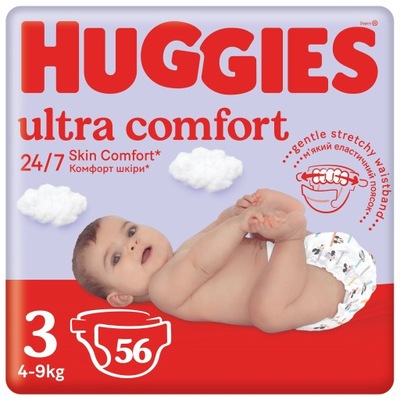 Pieluchy Ultra Comfort HUGGIES roz 3 4-9kg 56 szt