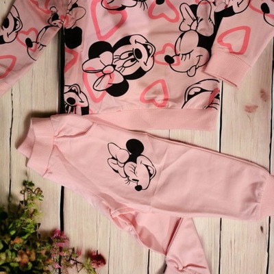 DRES różowy myszki Minnie bluza i spodnie r. 98