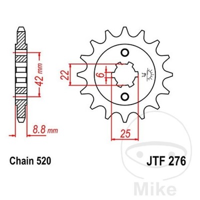 ENGRANAJE PARTE DELANTERA JT F276-16, 16Z, TAMAÑO 520  