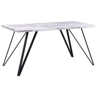 Stół do jadalni 150 x 80 cm efekt marmuru biało