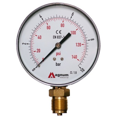 MANOMETR 100MM RADIALNY 1/2 10 BAR CIŚNIENIA DOLNY