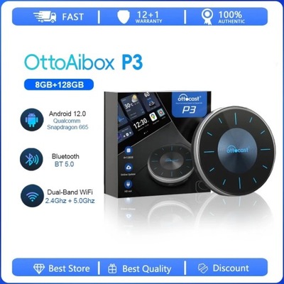 OTTOCAST CARPLAY AI MALETERO CON 8+128 GB. ODTWARZACCON RADIO CON PILOTEM I CONECTOR  