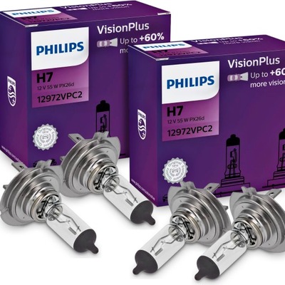 2X КОМПЛЕКТ ZAROWEK (4SZT.) PHILIPS H7 VISIONPLUS +60% МОЩНОЕ ЛАМПОЧКИ DO АВТОМОБИЛЯ фото