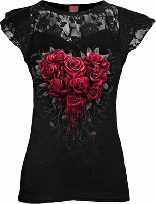 Bleeding Heart - Lace Sleeve Top - Spiral XL