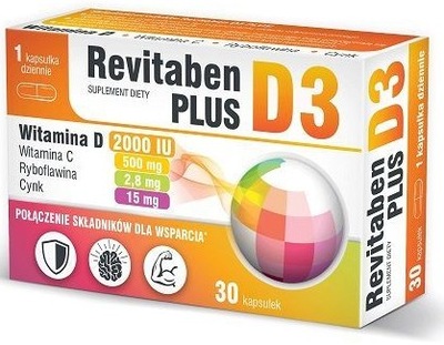 Revitaben D3 Plus D3 2000 witamina C CYNK 30 KAPSUŁEK
