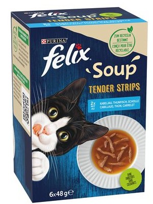 Felix SOUP Tender Strips 6x48g zupa Mix RYB Fileciki dla kota