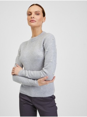 Szary sweter damski z ozdobnymi detalami ORSAY
