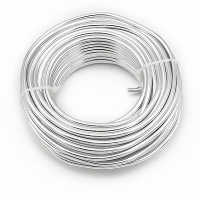 Drut Aluminiowy, Okrągły, do Tworzenia Biżuterii, Srebrny, 6mm, 500g~7m