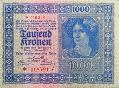 Austria - I Republika - BANKNOT - 1000 Koron 1922