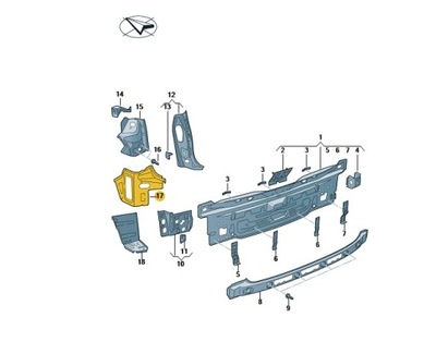 Усилитель поперечина правый задний vw t-roc oe: 2ga813392 фото №1
