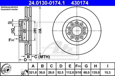 Диск тормозная ate 24.0130-0174 4b3615301 фото №1