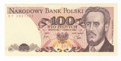 Banknot 100 zł 1982, seria KF, UNC/UNC-