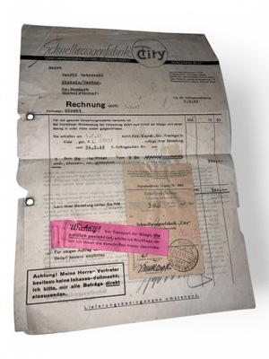 SCHNELLWAAGENFABRIK CITY RACHUNEK 1943r.
