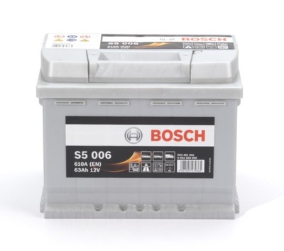 AKUMULIATORIUS BOSCH S5 12V 63AH 610A KODAS 0 092 S50 060 AUKŠTA JAKOSC, KAIRYSIS + 