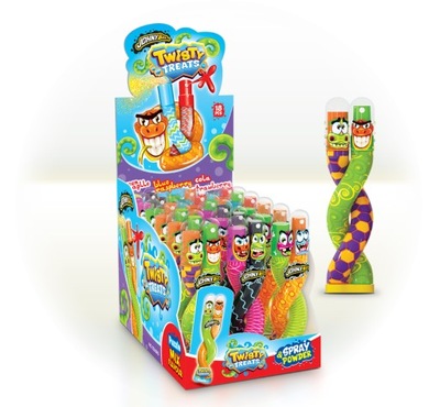 Cukierki TWISTY TREATS Johny Bee 2 w1 spray,proszek