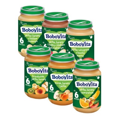 BoboVita zestaw MIX smaków Deserki po 6 miesiącu 6 x 190 g