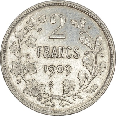 21.BELGIA, LEOPOLD II, 2 FRANKI 1909 DES