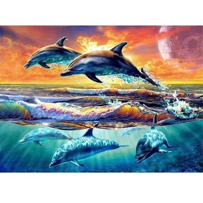 Malowanie po numerach Delfiny w morzu