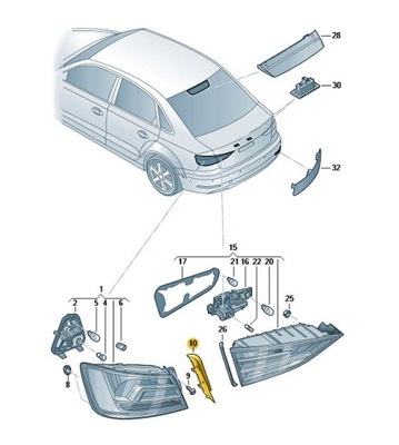Защита лампы задний audi a3 8v rs3 левая наружная оригинал od aso фото №1