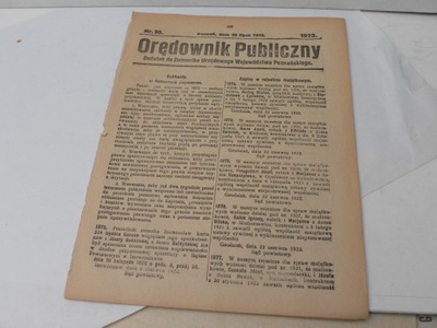 1922 ORĘDOWNIK PUBLICZNY POZNAŃ LISTY GOŃCZE