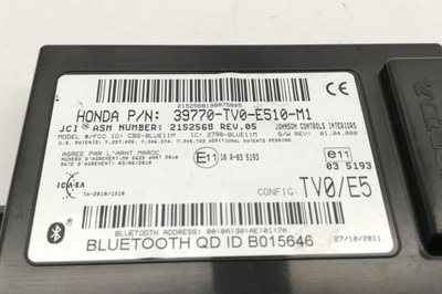 Модуль блютуз honda civic ix fk 39770tv0e510m1 2.2l дизель 110kw 2012 фото №1