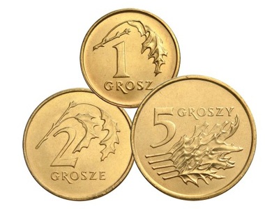 Zestaw monet 1, 2, 5 gr 1998 r. UNC 3 sztuki