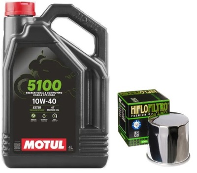 МАСЛО MOTUL 5100 10W40 4L 4T + ФИЛЬТР МАСЛОU HF138C ХРОМ