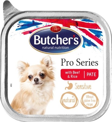 Mokra karma dla psa Butchers Pro Series wołowina ryz pasztet tacka 100g