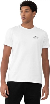 Koszulka męska biała 4FAW23TTSHM0951