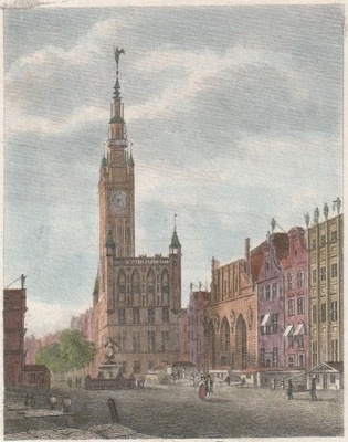 GDAŃSK. Ratusz Głównego Miasta z Dworem Artusa -około 1835