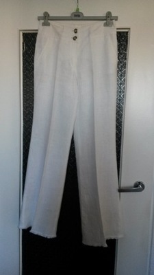 NICK z Silkwear spodnie białe 36 len na podszewce