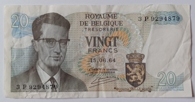 Banknot Belgia 20 Franków 1964 rok / 879